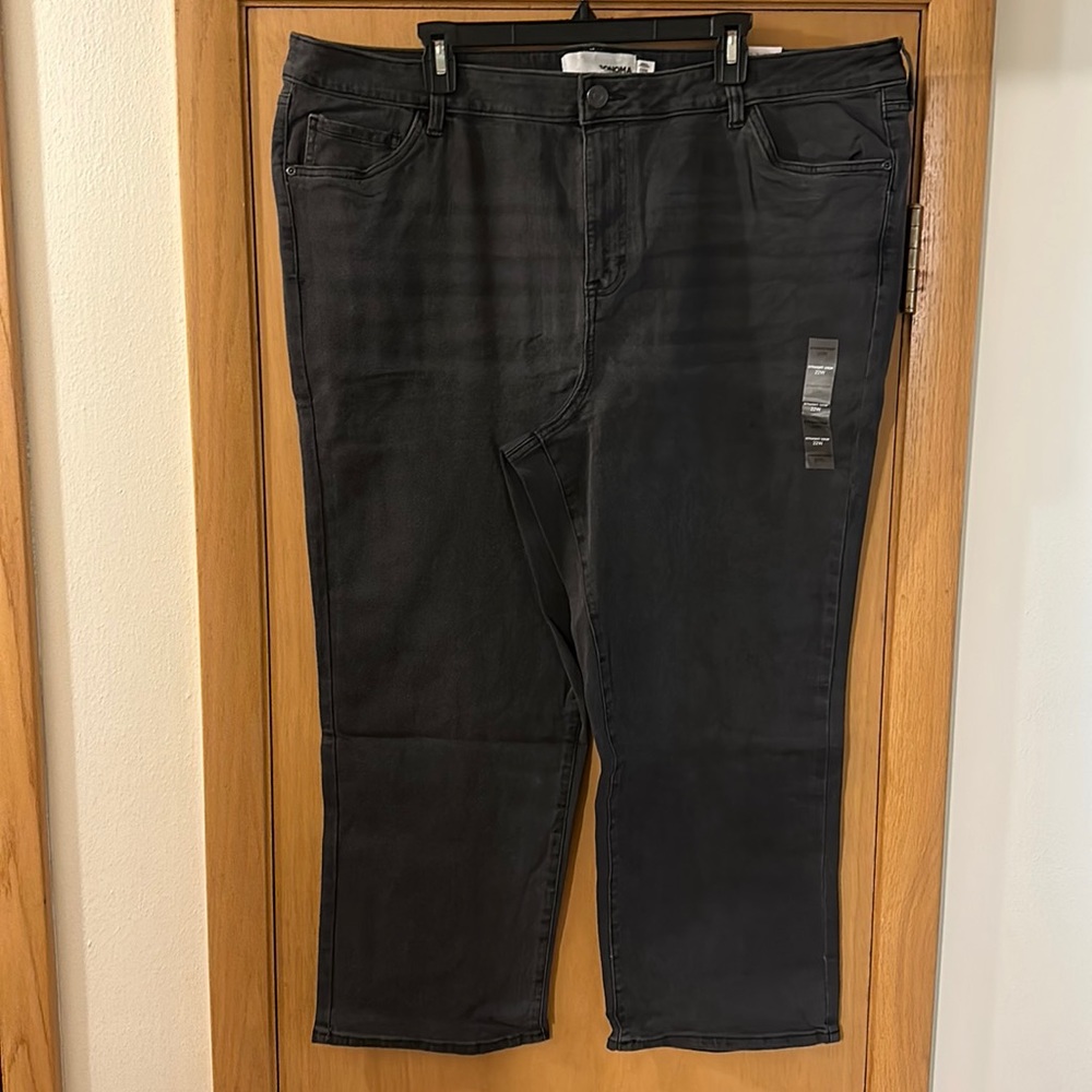 Sonoma Kohls Women’s Straight Crop Stretch Jeans New Black Plus Size 22W